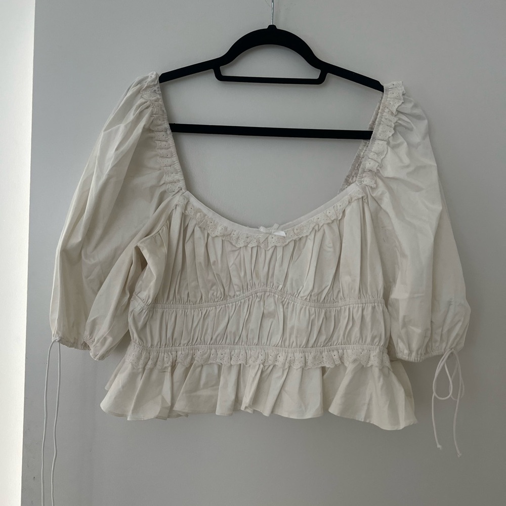 For Love & Lemons Jackson Crop Top - White